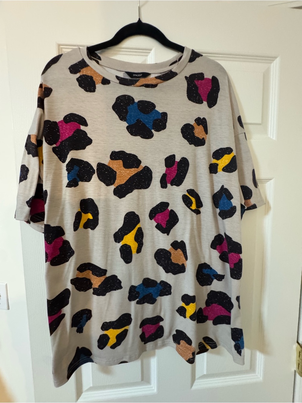 Neutral Tee with Colorful Leopard Spots